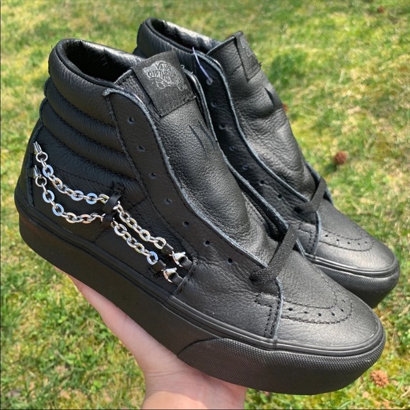 Vans SK8 High Top Platform 2.0 Black Silver Chained Shoes New Womans 5 , 7 - Picture 3 of 5